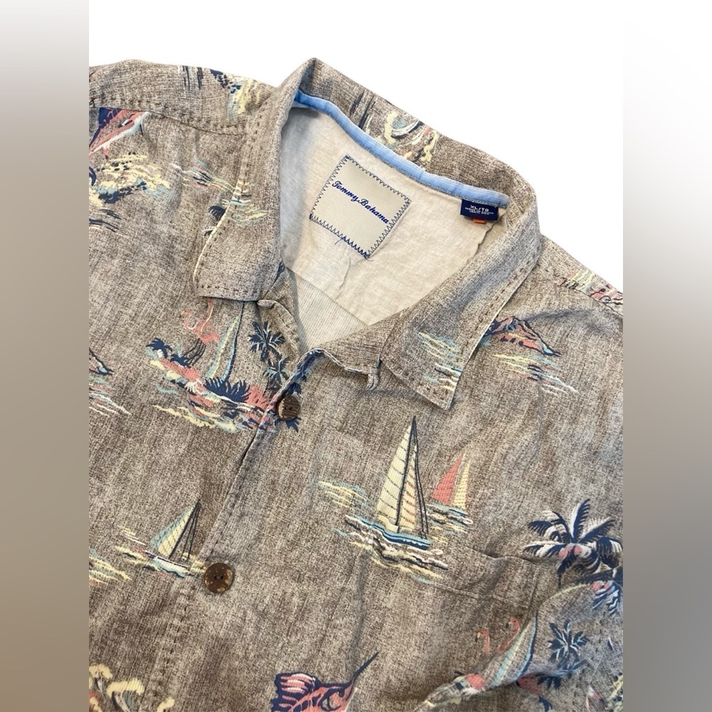 Tommy Bahama Brown Tropical Sailboat & Palm Button-Down Shirt